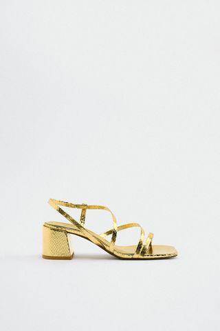 Zara + Mid Height Block Heel Sandals