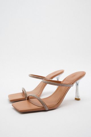 Zara + Rhinestone Stap High Heel Sandals