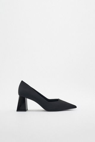 Zara + Block Heeled Fabric Shoes