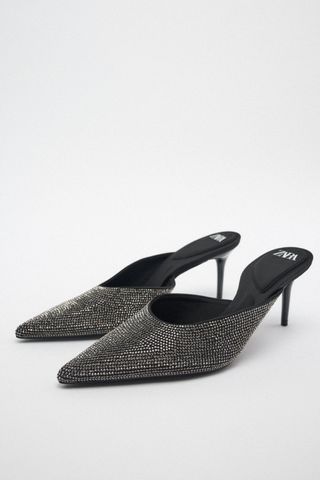 Zara + Rhinestone Heeled Shoes