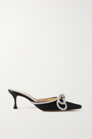 Mach & Mach + Double Crystal Bow Satin Mules