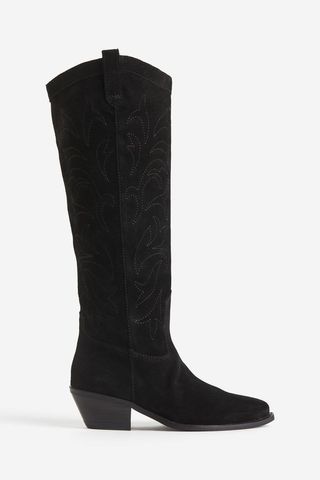 H&M + Knee-High Suede Cowboy Boots