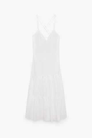 Zara + Strappy Tiered Midi Dress
