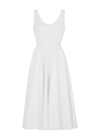 Alexander McQueen + White Cotton-Poplin Midi Dress