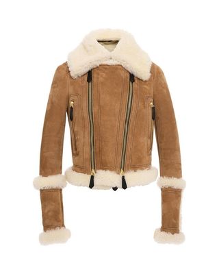 Costume Home + Shearling Pilot Faux Fur Aviator Suede Leather Jacket