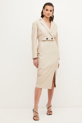Karen Millen + Leather Tux Pencil Dress