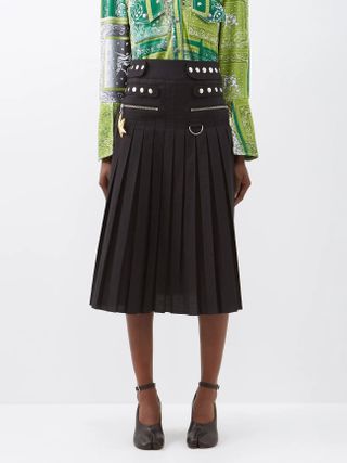 Chopova Lowena + Ocean Pleated Cotton Midi Skirt