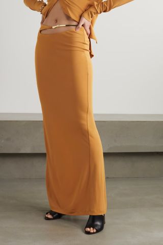 Christopher Esber + Buckled Cutout Jersey Maxi Skirt