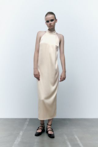 Zara + Satin Effect Halter Dress