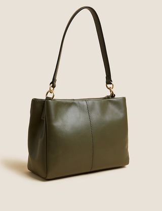 M&S Collection + Leather Woven Shoulder Bag