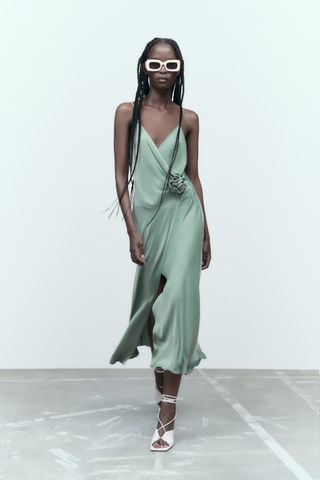 Zara + Flower Midi Slip Dress