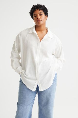 H&M + H&M+ Crinkled Cotton Shirt