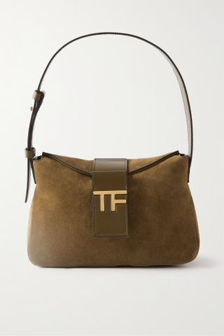 Tom Ford + Hobo Mini Leather-Trimmed Suede Shoulder Bag