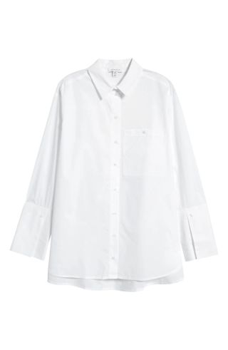 Topshop + Cotton Poplin Button-Up Shirt