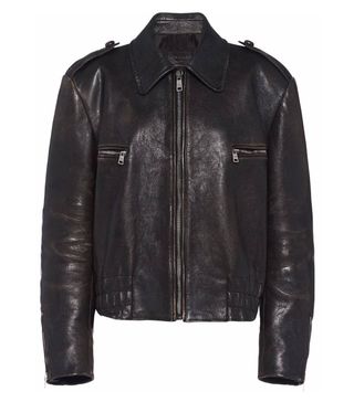 Prada + Distressed Leather Jacket