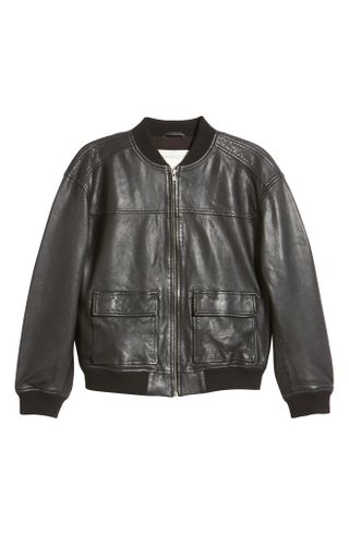 Treasure & Bond + Crop Leather Bomber Jacket