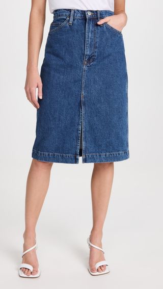 Frame + Front Slit Midi Skirt