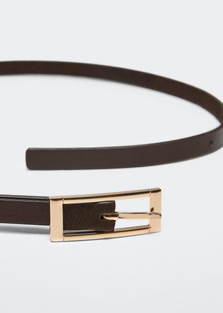 Mango + Leather Belt With Square Buckle