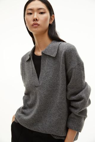 H&M + Fine-Knit Collared Sweater