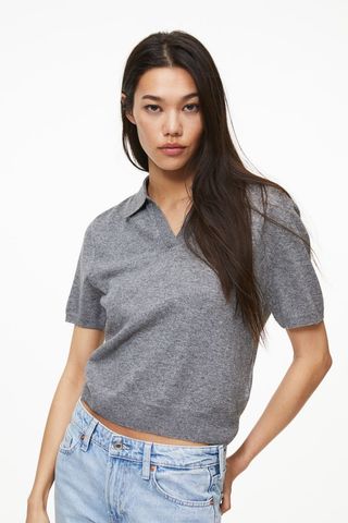 H&M + Fine-Knit Polo Shirt