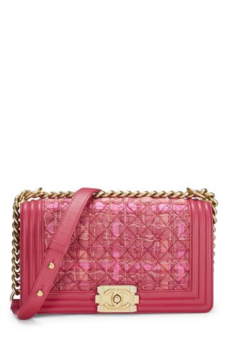 Chanel + Pink Tweed Boy Bag Medium