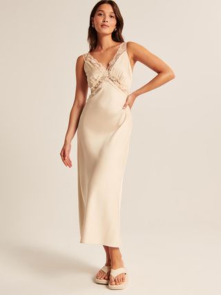 Abercrombie & Fitch + Satin Slip Midi Dress