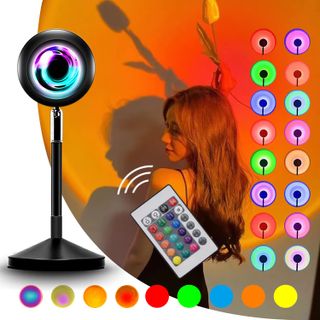 Visit the Sokhna Store + Sokhna Sunset Lamp,16 Colors Sunset Projection Lamp With Remote,Sunset Lamp Projection,Romantic Sunset Projector,Rainbow Projection Night Light,Sunset Lamp Color Changing,Lamp for Girlfriend