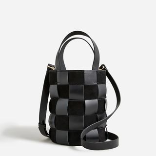 J.Crew + Woven Bucket Bag in Leather and Suede