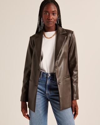 Abercrombie and Fitch + Vegan Leather Blazer