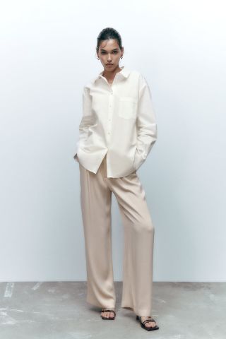 Zara + Contrast Topstitching Poplin Shirt