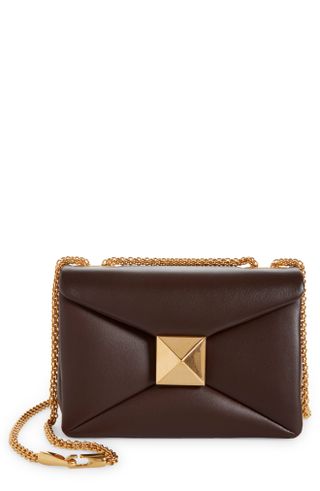 Valentino bn + Small One Stud Leather Shoulder Bag in Fondant