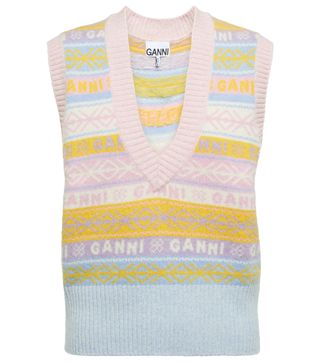 Ganni + Logo Intarsia Sweater Vest