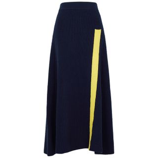 Roksanda + Sinitta Navy Ribbed Wool Skirt