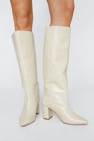 Nasty Gal + Real Leather Pointed Knee High Boots