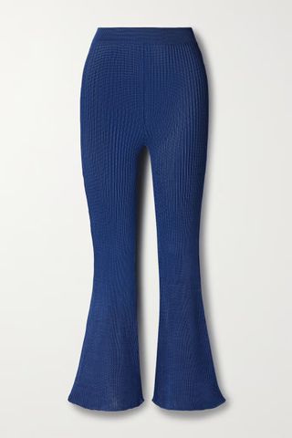 Calle Del Mar + Ribbed-Knit Flared Pants