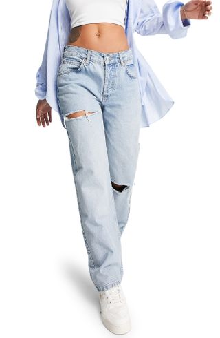 ASOS Design + Baggy Organic Cotton Blend Boyfriend Jeans