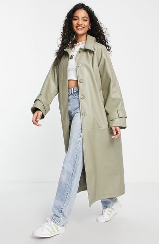 ASOS Design + Faux Leather Trench Coat