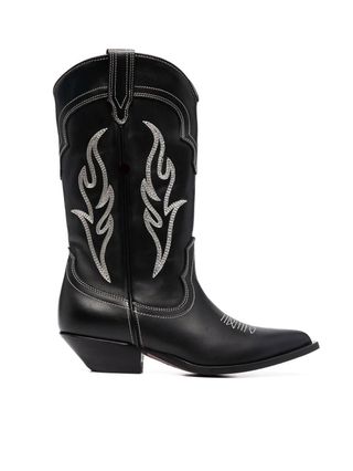 Sonora + Embroidered-Design Cowboy Boots