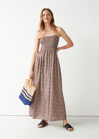 & Other Stories + Smocked Strappy Maxi Dress