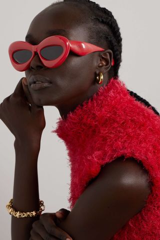 Loewe + Inflated Cat-Eye Acetate Sunglasses