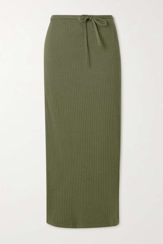 Baserange + Brig Ribbed Organic and Recycled Cotton Wrap Maxi Skirt