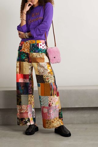 Marques'Almeida + Padded Quilted Patchwork Satin Wide-Leg Pants
