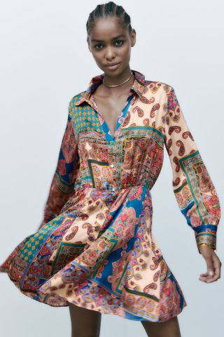 Zara + Patchwork Print Dress