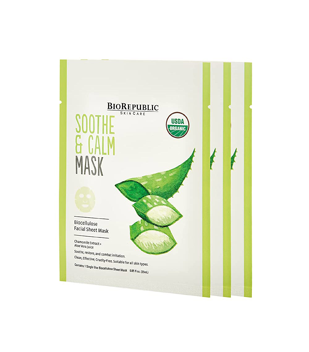 BioRepublic + Soothe and Calm Organic Facial Sheet Mask (Pack of 3)
