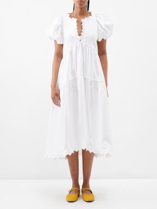 Kika Vargas + Leana Ruffled Tiered Cotton-Blend Midi Dress