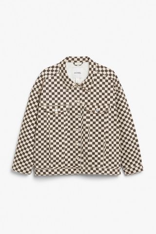 Monki + Checkerboard Denim Jacket