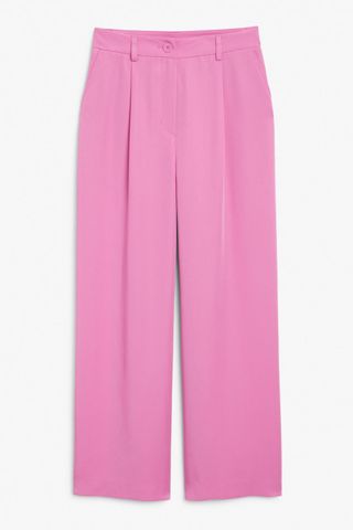 Monki + Pink Tailored Wide Leg Trousers