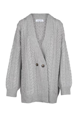 Naadam + Wool Cashmere Oversized Cable Cardigan Cement