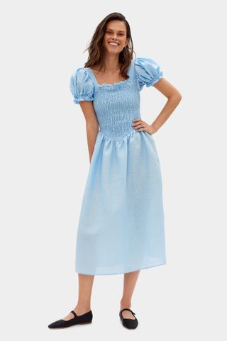 Sleeper + Belle Linen Dress in Blue