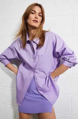 Mango + Oversize Cotton Button-Up Shirt